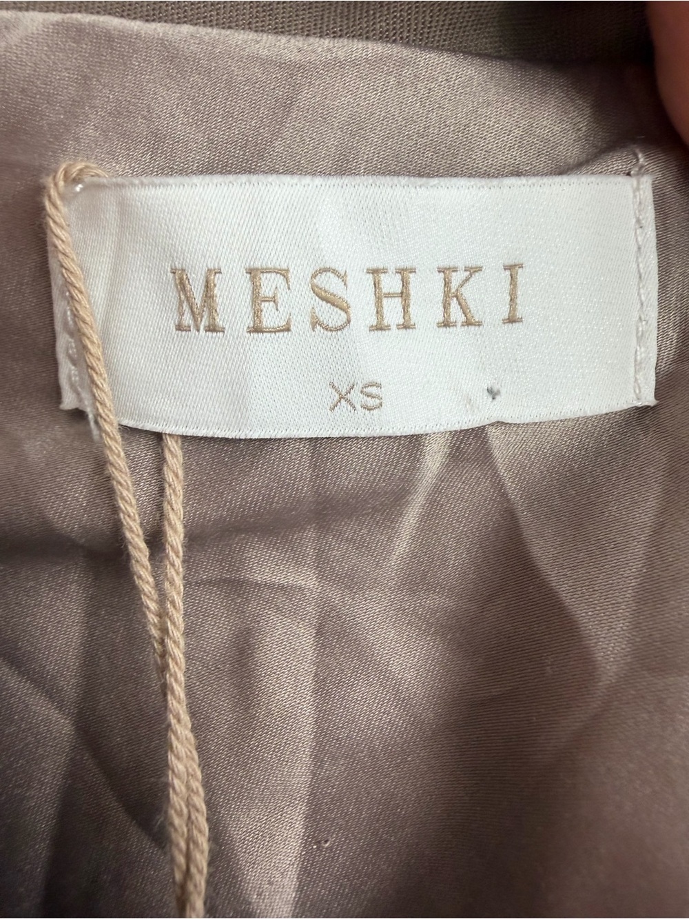 Meshki Nadia Satin Mini Dress with Cowl Back Taupe - Picture 6 of 7